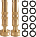 Adjustable Twist Hose Nozzle, 4" Heavy-Duty Brass Hose Nozzle with 10 Garden Hose Rubber Washers, 2 Pack