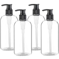 Empty Plastic Pump Bottles Dispenser 4 Pack 16oz/500ml Portable Clear BPA-Free Cylinder Shampoo Loti Hand Pump Bottle Durable Refillable Ctainers