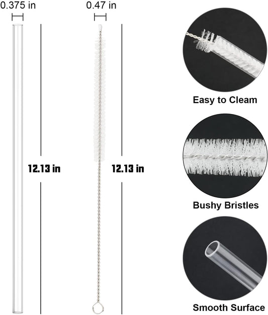 10 Pcs Replacement Straw for Stanley Cup 40 oz 30 oz 64 oz Tumbler, Dishwasher Safe Clear Reusable lg Straws with Cleaning Brush for Stanley Adventure Tumbler Accessories