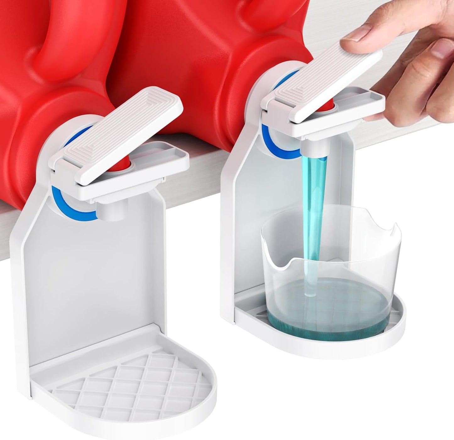 2 Pack Laundry Detergent Dispenser Cup Holder, Nozzle butt upgrade,Easily No More runny or Messy Laundry Detergent, Laundry Cup Holder and drip Tray Room Organizati and Storage