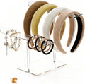 Petluno Double-Tier Clear Acrylic Headband Holder Stand - Elegant Display for 20+ Hair Bands, Accessories Organizer Bedroom, Vanity & Salon Space-Saving, Durable Stylish