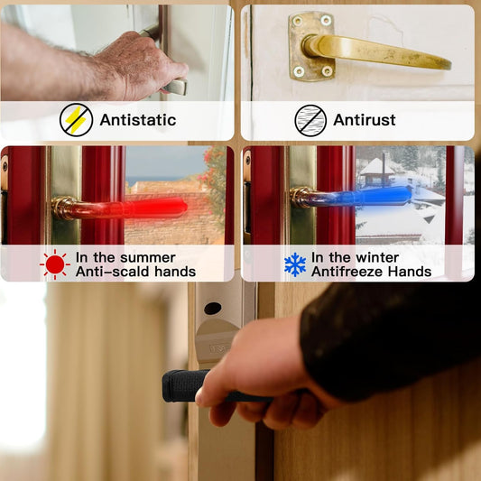 Homakover Door Handle Covers, Door Knob Covers for Summer Anti-Scald Hands, and Winter Antifreeze Hands, Door Knob Protector, Made of 2mm Neoprene (2 Pieces Black)