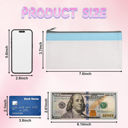 4 Pack Multi-Purpose Money Pouch, Cash Envelopes with Zipper, Money Bags Clear Bank Deposit Coin Bag for Coin, Deposit, Checks, Receipts, Passport (Color B)