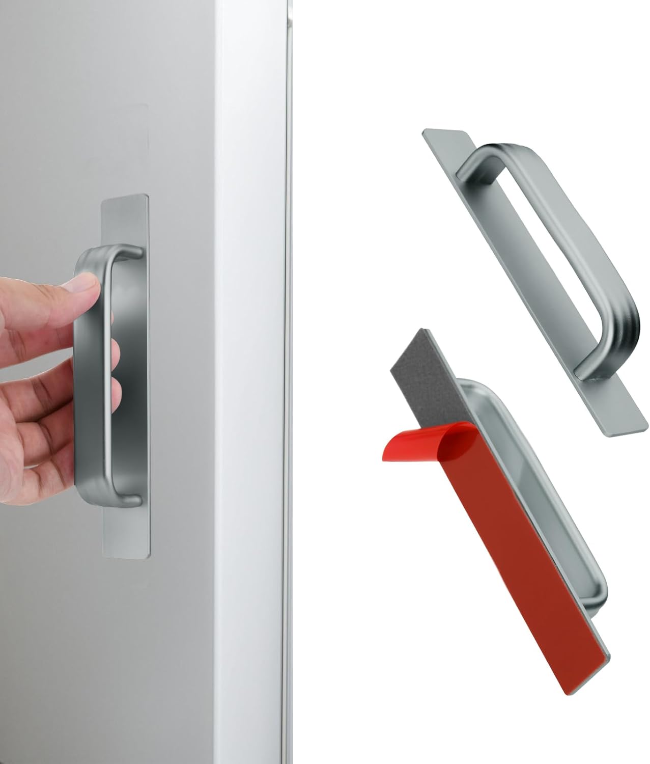 Homakover 1 Pair Refrigerator Door Handle with Adhesive Tape, Replacement Fridge Pull Handle for Fridge, Microwave ovens, dishwashers, Washing Machines, dryers, Metal Garage Door (Grey, 5.9Inch)