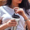 Silicone Ring for 30 & 40 oz Stainless Steel Tumbler,Reusable Iced Coffee Cup Ring,Durable Drink Sleeve for Cold Beverages, Leak-Proof Lid for Iced Coffee,Hot Drinks (White x 2)