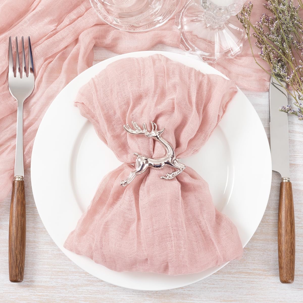 Pink Cheesecloth Napkins Easter Spring Cheese Cloths Gauze Set of 10 Boho Washable Dinner Table Napkins for Wedding Party Baby Shower Birthday Party Decor