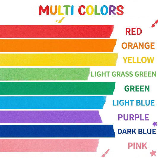10Roll Colored Masking Tape, 33 Ft x 1 inch Rainbow Painters Tape for Crafts & Labeling, Craft Supplies for Kids, Teachers, and Office, Color Coding, and DIY Projects