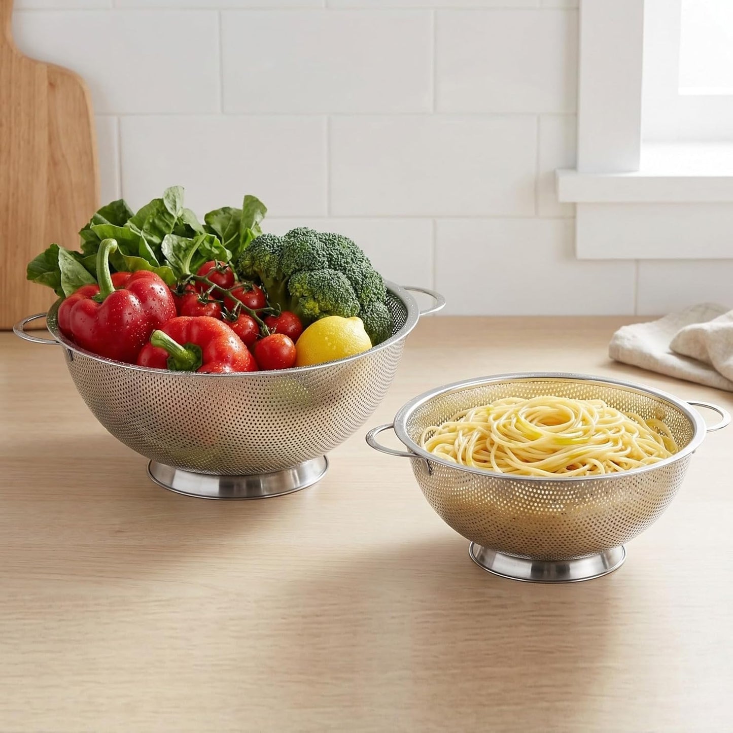 Colander Stainless Steel 3-Quart, Strainer for Kitchen Food, Dishwasher Safe