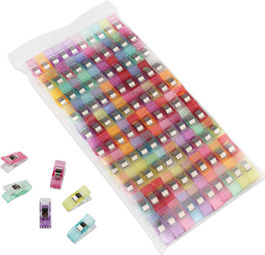 100Pcs Sewing Clips, Multipurpose Fabric Clips,Quilting Clip Assorted Colors Fabric Clip for Sewing Supplies Quilting Accessories Crafting Tools Binding (Packaged in Bag)