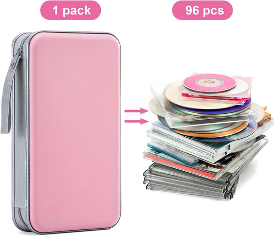 DVD Case, 96 Capacity CD Case Portable CD Holder Storage Hard Plastic DVD Wallet Holder Organizer for Car