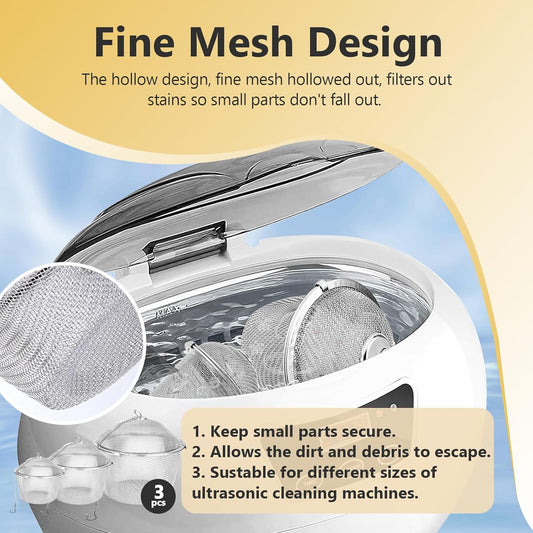 Ultrasonic Cleaner Basket, Stainless Steel Basket for Ultrasonic Jewelry Cleaner, Jewelry Steam Cleaner Basket Small Parts Washing Basket for Jewelry, Watch Parts