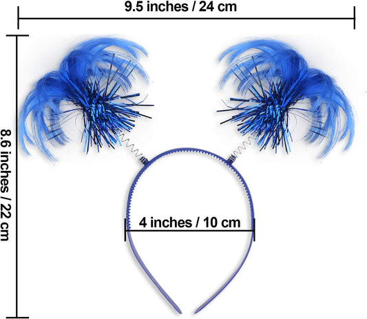 2 Pack Blue Ponytail Headband Feathers Head Bopper Party Accessory for Costume Party School Festivals