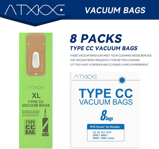 8 Pack Vacuum Cleaner Bags Fit for Oreck Type CC Vacuum Bags,Fit All Oreck XL Upright Vacuum