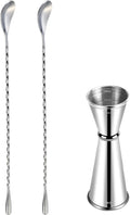 Mixing Spoon and Jigger for Bartending Stainless Steel Home Bar Tool for Making Delicious Cocktails Drinks Juice