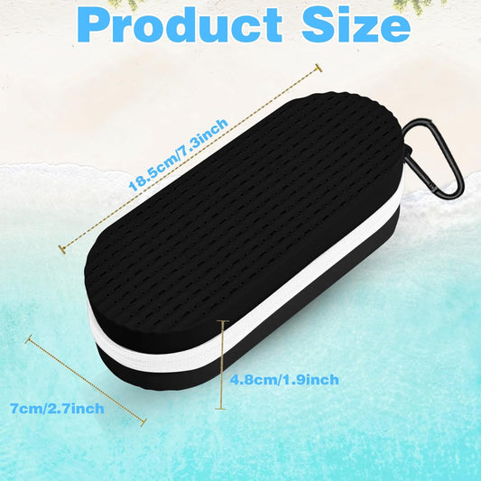 Swim Goggles Case with Drain Hole, Portable Zipper Eye Box with Hook for Goggles Sunglasses Eyeglass (Black)