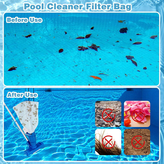 4Pcs Pool Vacuum Replacement Mesh Bag, Pool Leaf Vacuum Net Bag Fine Mesh with Locking Cord, Pool Vacuum Filter Bag, Pool Cleaner Bag Suitable for Pools Aquariums Ponds Collecting Leaves and Debris.