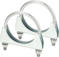 U-Bolt Muffler Tip Exhaust Hook, 2 Pack 3" OD Universal Silencer Exhaust Clip, Steel Exhaust Pipe Clamp