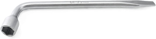Car Spare Tire Lug Wrench for Jack, 13/16" High Carbon Steel L-shaped Tire Replacement Tool L Type Strong Hexagon Slotted End Socket Wrench