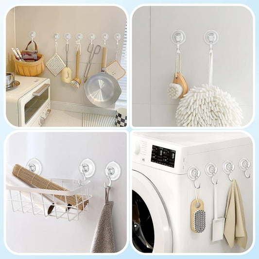 2 Pcs Small Suction Cup Hooks and 12 Pcs Small Suction Cup with Metal Hooks
