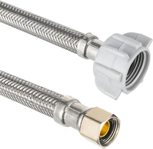 2-Pack 12-inch Toilet Water Supply Connector Line Braided Stainless Steel Hose, 7/8 Female Ballcock Thread x 3/8" COMP,(HOSE049)