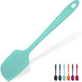Heat Resistant Silicone Large Spatula: 600ºF High Heat Flexible 11.38in Silicon Mixing Stirring Cooking Scraping Baking Bowl Scraper Seamless Spreader for Kitchen Nonstick Cookware (Aqua Sky)