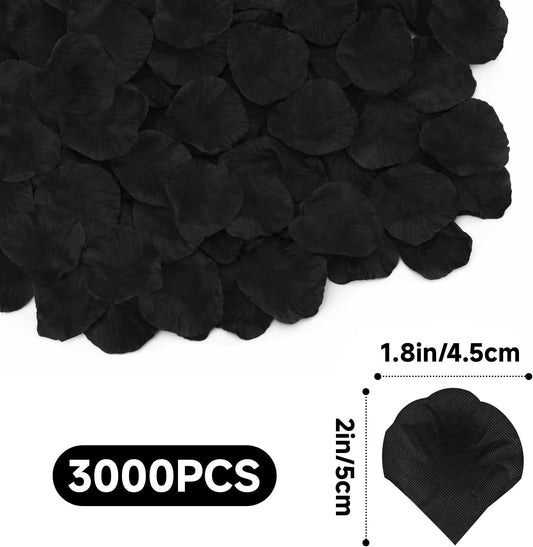 1500Pcs Black Rose Petals - Artificial Faux Flowers Fake Rose Petals for Wedding Proposal Engagement Romantic Night Anniversary Valentine's Galentine's Day Decoration Home Room Party Decor