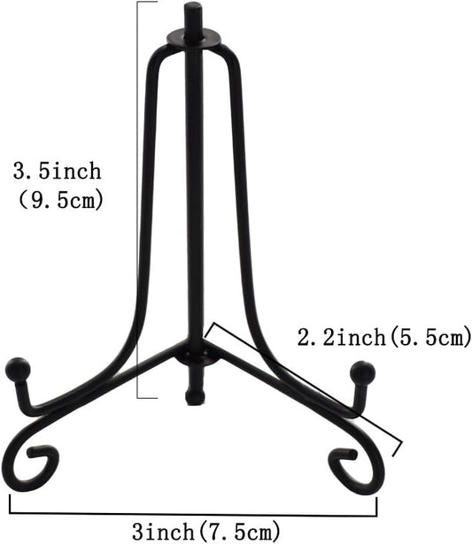 3.5 Inch Black Mini Iron Stand Cookie Holder Display Stand Place Card Holder Display Easels at Weddings, Birthday Party (4 pack)