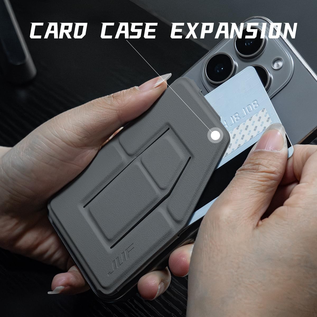Phone Tripod Wallet for iPhone,Lightweight & Portable Phone Stand,Strong Magnetic Card Holder Fit 2 Cards & 3 Viewing Angles & Stain-Resistant Vegan Leather ,Grey