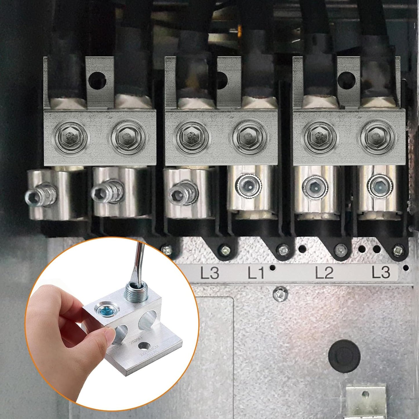 2 Pieces Dual Aluminum Ground Lug Dual Rated Double Wire Barrel Aluminum Mechanical Lug (250 Mcm-6sol)