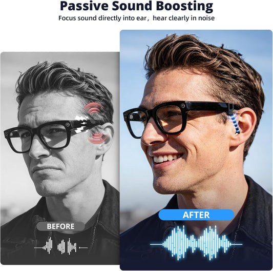 Volume Boost | Privacy Ear Tips for AI & AR Glasses (1 Pair), Silicone Passive Audio Amplifier Compatible for Ray-Ban Meta Wayfarer (& Gen2), Skyler, Headliner Sound Focusing Earbuds Accessories