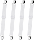 Bed Sheet Straps, Adjustable Elastic Fitted Sheet Corner Holders Straps to Stay in Place, Non-Slip Fasteners Clips Compatible for Crib to King Size Bed, White 4Pcs