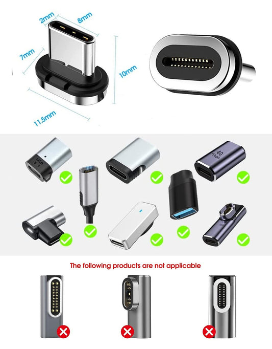 Magnetic Charging Tips(24pin USB C Tips) 5Pack, Magnetic Type-C Tips,Magnetic Connector Tips Head Compatible for Most Type C Phone Cable Adapter Tablet/Pad&SmartsDevices