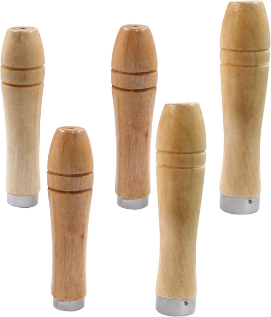 10pcs Wooden File Handle with Strong Metal Collars, Round Small Ergonomic Wooden Handle for 4"-7" File Cutting Tool Craft (5pcs 4mm + 5pcs 5mm)