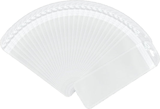 100 Reusable Clear Self Sealing Bags, Zipper Closure, Transparent, Plastic, Square, Waterproof, 7.28 x 2.36 Inches, Ideal for Packaging Pen, Jewelry, Cosmetic, Food, Gift