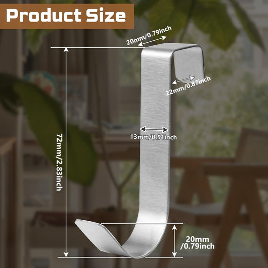 6 Pack Over The Cabinet Door Hooks Silver Towel Hook Over Bathroom Frameless Glass Door Office Kitchen Towel Coat J Hooks for Hanging
