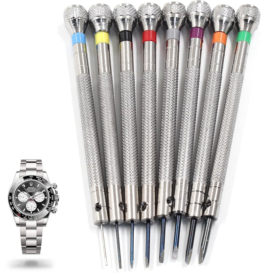 8 pieces 0.6-2.0mm Professional Precision Micro Flat Head Screwdriver Set for Glasses Watches Jewelers Electronics Repair