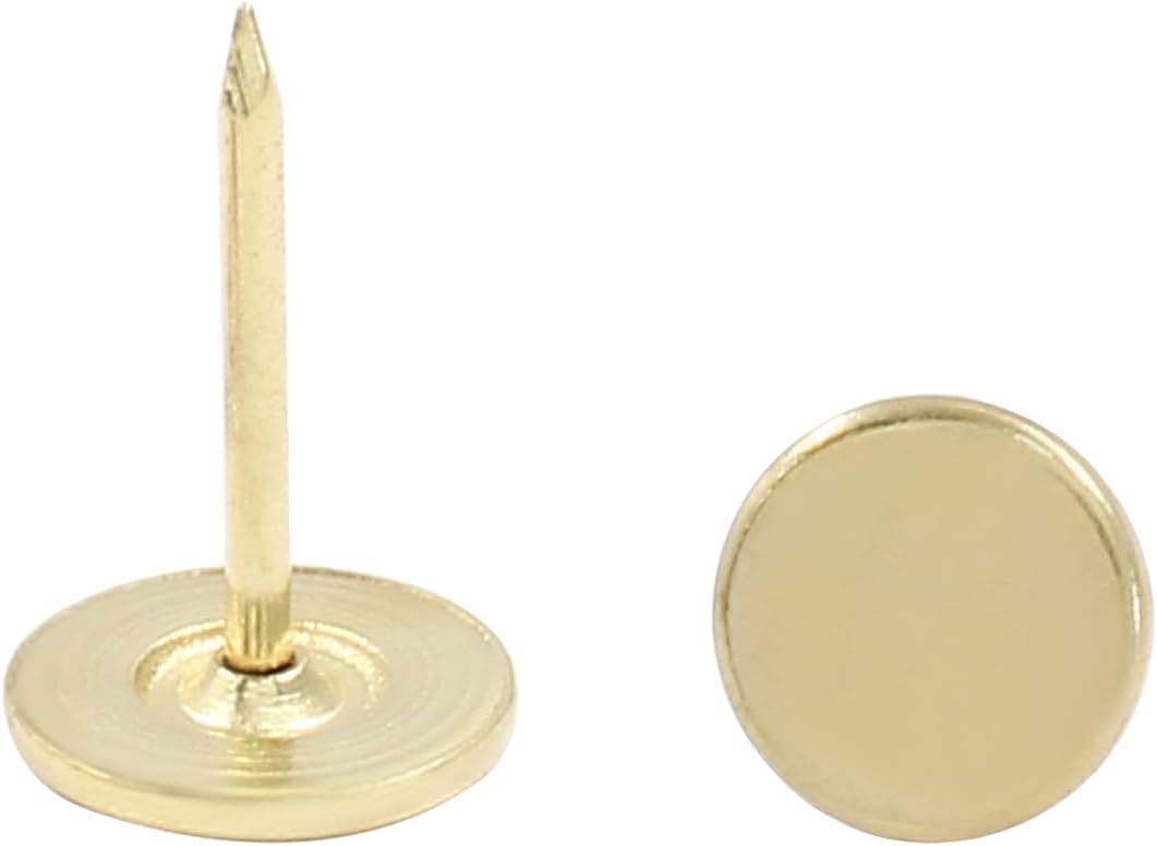 100 PCS 11mm x 17mm Gold Flat Head Thumb Tacks, Upholstery Tacks Pushpin for Furniture Decor