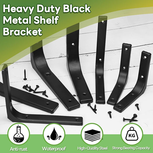 4 Pack Wall Shelf Brackets, 4 x 4 Inch Heavy Duty Shelf Support Bracket, Floating Shelf Bracket L Bracket Corner Brace Support Decorative Joint Angle Bracket, Matte Black