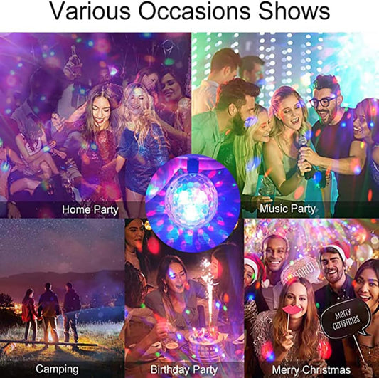 2Pcs Colorful Rotating Magic Ball Disco Ball Light Bulb with Sockets, Plug in RGB LED Stage Light for Home Room Dance Parties