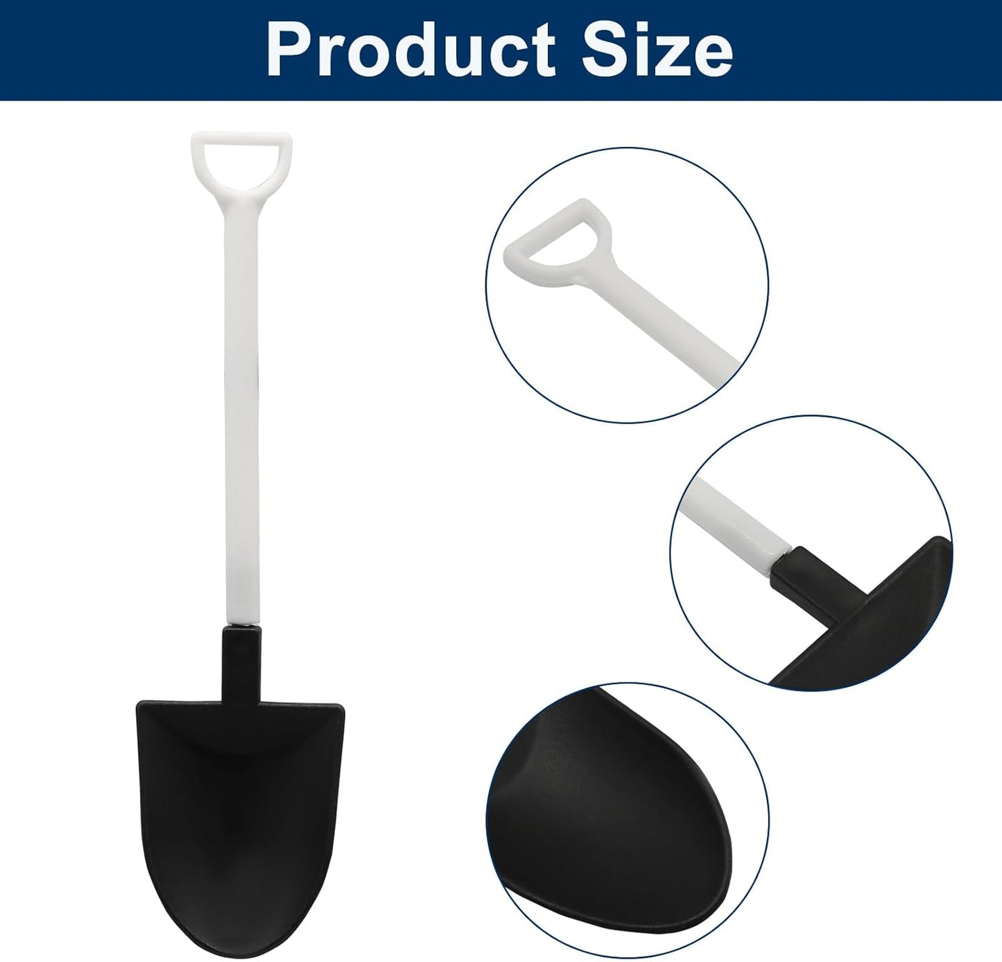50 Pack Plastic Mini Shovel Shape Spoons for Desserts, Disposable Dessert Ice Cream Spoons, Fun Utensils for Family/Party(Black+White)