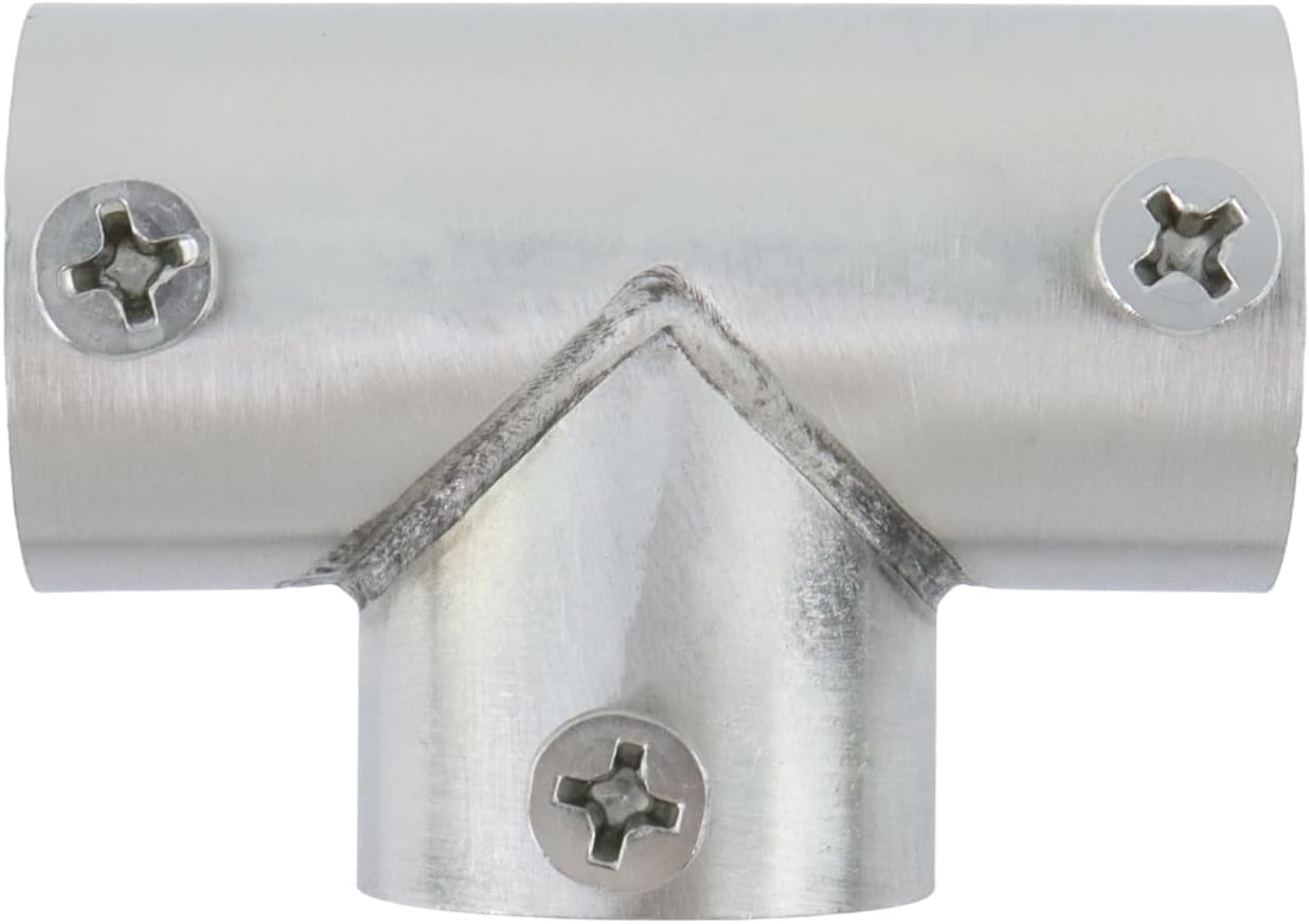 T Pipe Fitting Connector Fit 3/4-inch OD Pipe 3-Way Stainless Steel Rail Pipe Fittings for DIY Shelf Garden Support, Handrail-4pcs