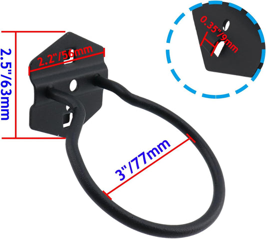 Pegboard Power Tool Holders Pegboard Hooks Heavy Duty Metal Steel 3/8" Square Hole Loop Peg Hooks Suitbale for 1.5" Spaced Pegboards Wall Hooks for Organizing Tools Black 3" Loop Dia- 2pcs
