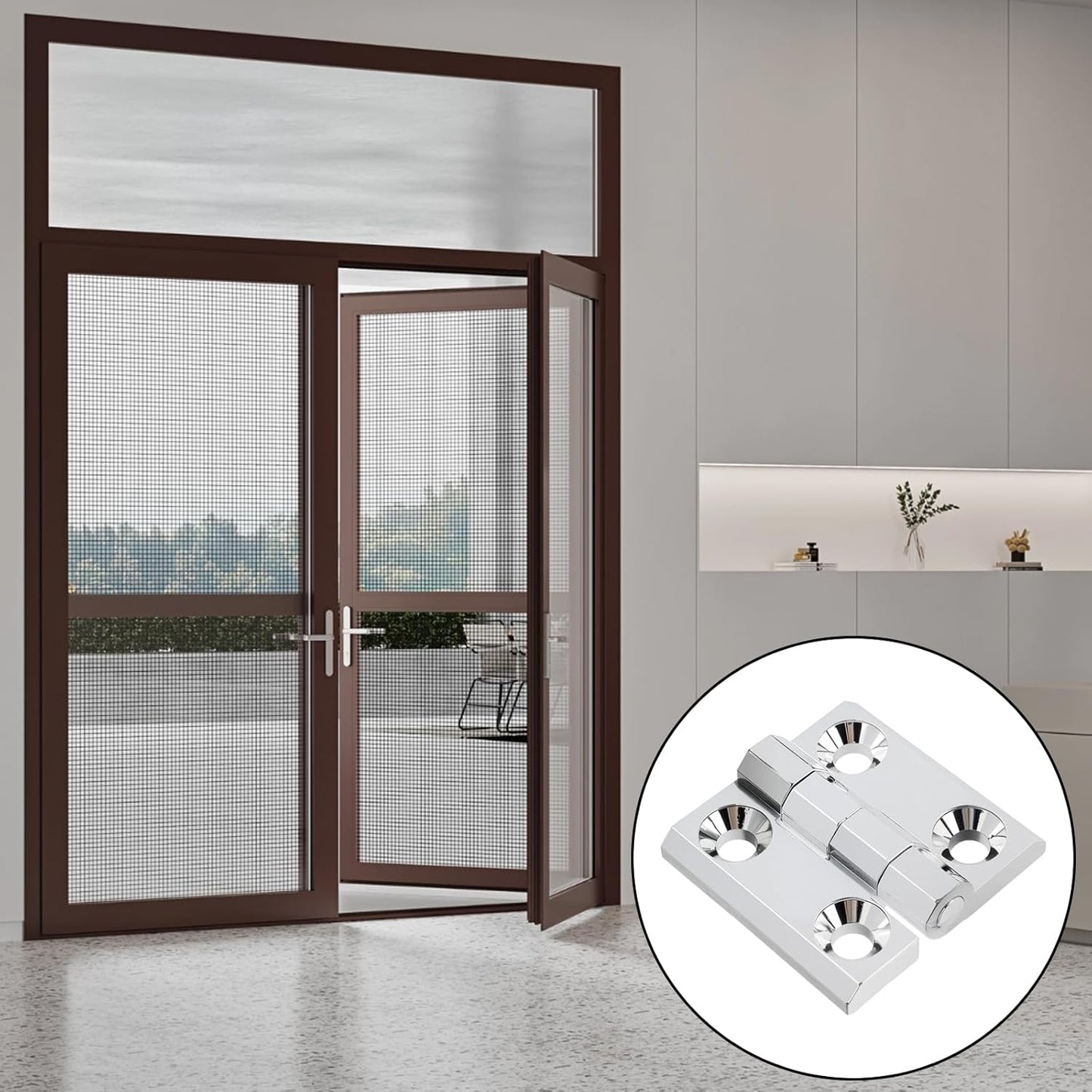 Butt Hinge Zinc Alloy Door Hinge Polished Chrom Silver Residential Bed Room Hinge for Doors Hardware 2.36" x 2.36" -2pcs