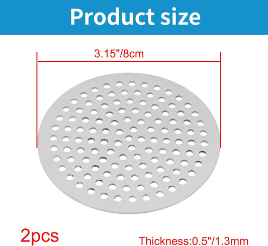 Round Drain Cover Grates 3.15"/8cm Dia Drain, 304 Stainless Steel Drainage Grate Cover Round Replacement Floor Drain Strainer for Shower, Bathroom Floor, Balcony, and Outdoor Garden Drains -2pcs