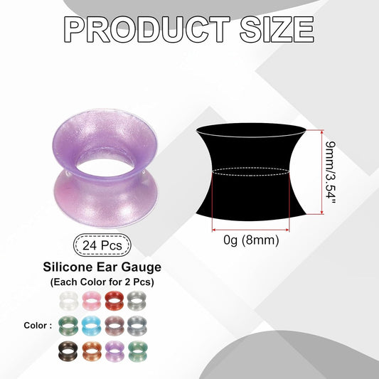 Silicone Ear Gauge, Flexible Ear Tunnels Plugs Double Flared Earring Stretchers Expander for Women Men