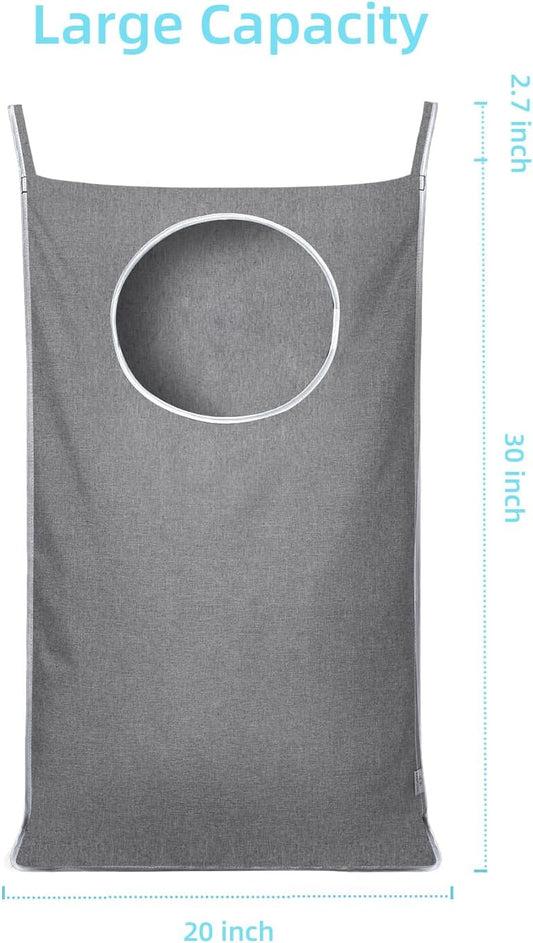 Hanging Laundry Hamper Bag with 2 Different Types of Hooks, Size 20 x 30 Inch Door Laundry Hamper Storage Bag for Dirty Clothes, Blankets, and Toys (Grey, 1-Pack)