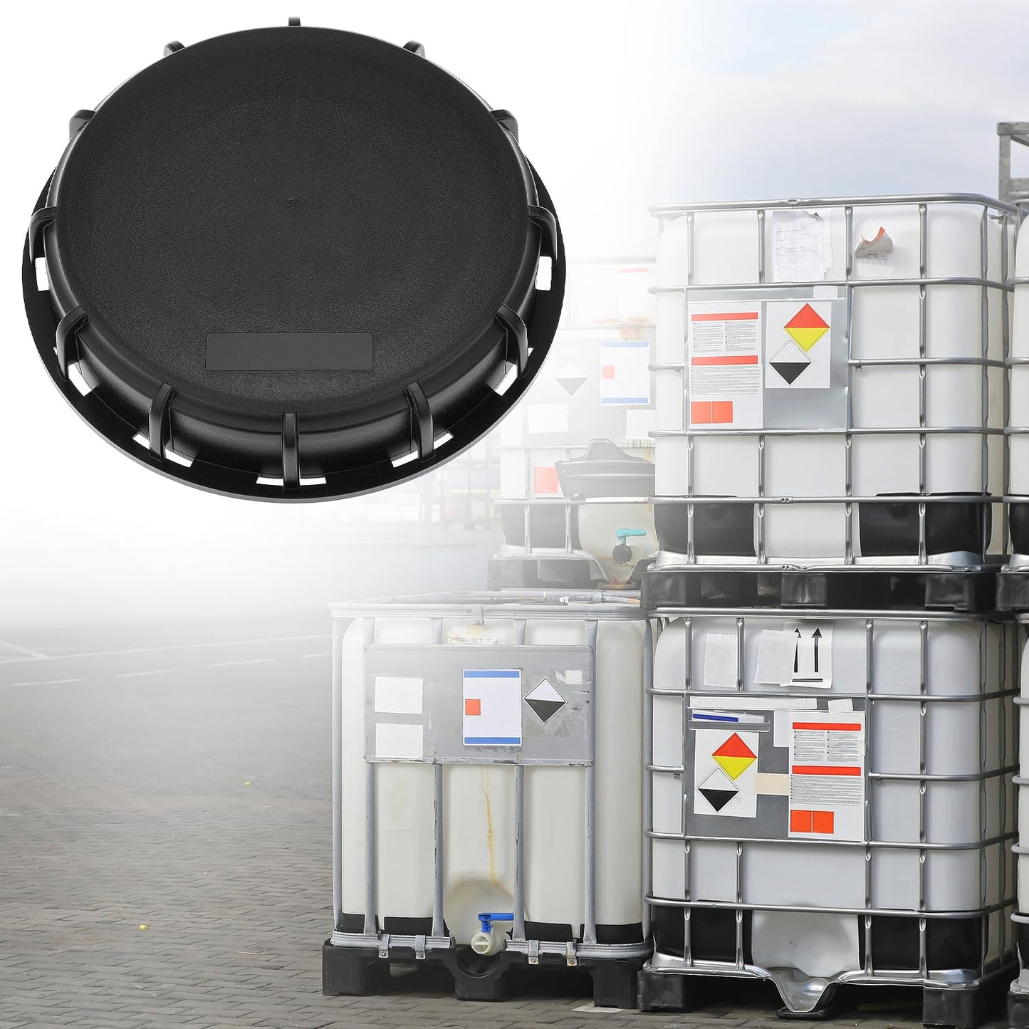 6" Solid Cap W/Gasket for IBC Tote, IBC Tote Water Tank Cover, 2 Pack Leak-Proof Design Plastic IBC Tank Adapter Storage Cap for Chemical Food and Industrial Storage, Black