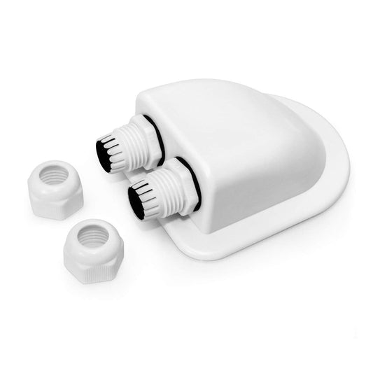 2 Pcs IP68 Waterproof ABS Solar Double Cable Entry Gland-Weather Resistant Dual Cable Entry Housing for Solar Panels of RV, Caravan and Marine, White