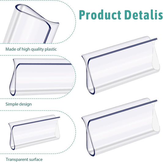 8 Pack Roller Window Shades Pulls, Clear Plastic Window Shades Hem Grips Handles R Type Windows Blinds Shade Pull Down Replacement Accessories for Roller Blinds, Home, Rv, Office, Hotel