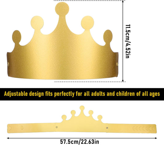 Gold Paper Crowns, 20 Pcs Golden King Crown Paper Crowns for Kids and Adults Foldable Party Crown Hat for Birthday Celebration Baby Shower Photo Props Wedding Anniversary (Matte Finish)